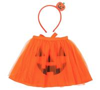 VALICLUD Disfraz de Calabaza para Mujer Adulta con Falda de Tul Naranja y Diadema de Calabaza Conjunto de 2 Piezas para Fiesta de Halloween Cosplay y Eventos Festivos