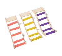 VALICLUD Escalera de Madera para Loros 3 Piezas Lijado para Cuidado de Uñas Percha de Escalera Multicolor Morado Amarillo Naranja Adecuado para Jaulas y Ejercicio de Pájaros Pequeños