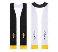 VALICLUD Estola Clerical Reversible Para Boda Con Bordado De Cruz Y Borlas Chal Pastoral Doble Cara 74.80 Pulgadas Y Transpirable Para Ceremonias Religiosas Y Oficios Nupciales 2 Unidades