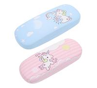 VALICLUD Estuche Para Gafas Rígido De Unicornio Colorido Estuche Para Gafas De Viaje Material Pu Diseño De Dibujos Animados Para Niños 2 Piezas Por Set
