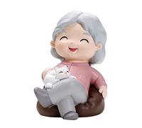 VALICLUD Figura de abuela hecha de resina para sofá, decoración de abuela, para aniversario de boda, fiesta romántica y alegre, figura de ancianos para el hogar, tartas, dormitorio, decoración