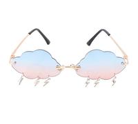VALICLUD Gafas de Sol para Mujer sin Montura en Forma de Nube con Encantos de Rayos de Moda Lente de Color Rosa