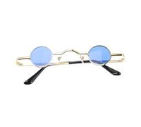 VALICLUD Gafas de Sol Punk Retro Redondas con Marco Metálico Dorado y Lentes Azules para Hombre y Mujer Diseño Resistente y Elegante para Fiestas y Diario