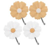 VALICLUD Ganchos Adhesivos de Pared Diseño de Margarita 4 Piezas, Resistentes al Agua, para Colgar Llaveros, Mochilas y Accesorios en Hogar, Baño y Habitación Infantil Color Aleatorio