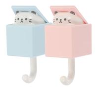 VALICLUD Ganchos Adhesivos Decorativos de Pared Diseño de Gato, 2 Piezas de Abs para Colgar Llaves y Paraguas, Ideales para Decoración de Baño y Habitación