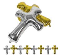 VALICLUD Globos de Cruz de Aluminio para Bautizo y Comunión 10 Piezas 5 Dorados 5 Plateados Decorativos para Fiesta Religiosa Decoración Infantil y Celebración Navideña