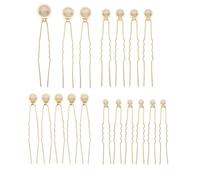 VALICLUD Horquillas Pelo Doradas 18 Piezas Perlas, Accesorios para Moños y Peinados de Boda, Palillos para Cabello Largo, Pinzas para Novia, Uso Diario y Eventos Obsequios