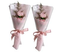VALICLUD Jabones de Baño Rosas 2 Piezas Flores de Jabón Rosa para Decoración del Hogar Regalos para Graduación y San Valentín Ramo de Flores Artificiales Delicadas