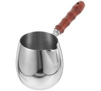 VALICLUD Jarra para Leche Espresso con Mango de Madera Jarra de Acero Inoxidable Espumar Leche Taza de Café Latte con Escala Interior para Medición Precisa Resistente y Elegante para y