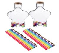 VALICLUD Juego de 2 Botellas de Deseos de Estrella con Papel Origami de 540 Hojas Cada, Botella de Plástico Transparente para Manualidades y Decoración de Habitación Juvenil