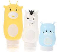 VALICLUD Juego de 3 Botellas Dispensadoras Vacías Varios estilos Capacidad 50ml, 70ml y 90ml de Silicona Portátiles para Viaje Diseño de Dibujos Animados Varios estilos para Champú y Gel de Ducha