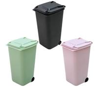 VALICLUD Juego de 3 Cubos de Basura Pequeños de Escritorio Mini Contenedores Prácticos para Oficina Colores Negro Verde y Rosa Compactos y Multifuncionales para Organización y Limpieza