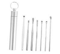 VALICLUD Juego de 7 Cucharas Oídos Inoxidable Herramientas Prácticas Eliminación de Cerumen Accesorios Duraderos y Portátiles para Limpieza de Oídos Kit de Limpieza Familiar Viaje