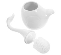 VALICLUD Juego de Cepillo para Baño Base de Cerámica y Mango Largo, Forma de Cisne, Cerdas Densas, para Limpieza en Baños y Sanitarios Domésticos
