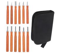 VALICLUD Juego de Cinceles para Tallar Madera con Mango de Palisandro Artificial, 12 Piezas con Estuche de Cremallera, Herramientas Multiusos para Esculpir, Grabar y Modelar Madera, Kit