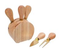 VALICLUD Juego de Cuchillos para Queso Acero Inoxidable Base de Madera Maciza Espátula y Tenedor Pequeño Utensilios para Cocina y Entretenimiento Accesorio Multifuncional para Servir