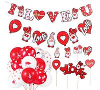 VALICLUD Juego de Decoración para San Valentín Globos de Látex Pancartas y Adornos Reutilizables Kit Completo para Fiestas Bodas y Aniversarios Decoración Romántica Hogar