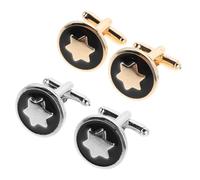VALICLUD Juego de Gemelos Hexagonales para Camisa de Esmoquin 4 Piezas en Dorado y Plateado Accesorios para Hombre Botones de Puño Francés para Bodas y Eventos Formales