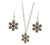 VALICLUD Juego de Pendientes Navideños para Mujer Copos de Nieve y Collar Colgante, Cadena para Suéter, Joyas Navideñas de Metal Plateado, Conjunto de 2 Piezas para Fiestas de Navidad