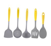 VALICLUD Juego de Utensilios de Cocina de Silicona 5 Piezas Incluye Cuchara Sopera Colador Espátula y Paleta para Arroz Resistentes al Calor Mango Ergonómico Antideslizante Apto para