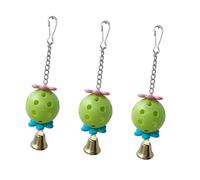 VALICLUD Juguete para Picotear Pájaros 3 Campanas Colgantes de Acrílico y Metal, Accesorio para Jaula Adecuado para Entrenamiento y Entretenimiento de Aves de Compañía Color Aleatorio