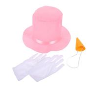 VALICLUD Kit de Disfraces de Muñeco de Nieve para Niñas de 3 Piezas con Gorro Rosa Nariz de Zanahoria Falsa y Guantes Accesorios para Fiesta Navideña Cosplay y Decoración de Invierno al