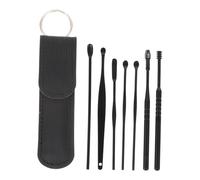 VALICLUD Kit de Limpieza de Oídos de Acero Inoxidable, Negro, Espiral de Descompresión y Giro 360°, para Eliminar Cerumen
