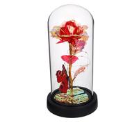 VALICLUD Lámpara de Noche Rosa Preservada Cúpula de Cristal Luces LED Integradas Decoración Artesanal Romántica para Escritorio y Hogar Obsequio San Valentín Flor Eterna y Doble Adorno