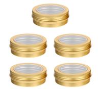 VALICLUD Latas de Almacenamiento de Aluminio Doradas Ventana Transparente para Velas de Navidad DIY, 5 Piezas, Tamaño 68x25mm, Ideales para Guardar Ungüentos y Té