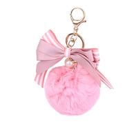 VALICLUD Llavero De Moda Bola Esponjosa y Lazo Rosa, Accesorio Colgante Ligero Para Bolso y Coche, Complemento Compacto y Decorativo Para Mujer