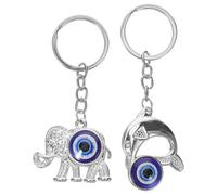 VALICLUD Llavero Ojo Turco Elefante Y Delfín Amuleto Mal De Ojo Key Chain Para Llaves Y Bolsos Colgante Animal Para Mujer 2 Piezas 3.34 X 1.57 X 0.35 in