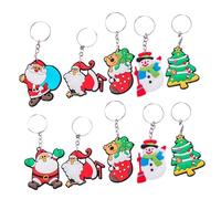 VALICLUD Llaveros Navideños de Papá Noel y Muñeco de Nieve 10 Piezas Colgantes de Silicona y Metal Resistentes Diseño de Dibujos Animados para Decoración de Llaves Bolsos y Mochilas