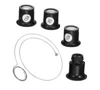 VALICLUD Lupa de Reparación de Relojes 5X 10x 15x 20x, 1 Juego Negro | Vidrio Óptico y Alambre de Acero, Cambio Rápido de Lente, para Mantenimiento Reloj y Joyería