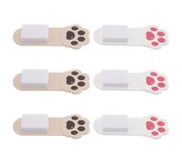 VALICLUD Manijas Elevadoras para Tapa de Inodoro de Plástico, Diseño Pata de Gato Dibujos Animados, Paquete 6 Piezas (3 en Color Marfil 3 en Gris), Accesorio Higiénico para Baño Hogar