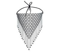 VALICLUD Máscara Facial Negra Cadena y Borlas de Cristal Gemas de Imitación para Fiestas Halloween y Discoteca Complemento Ligero y Decorativo