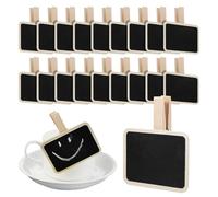 VALICLUD Mini Pizarras para Comida Clips de Madera 20 Unidades Letreros Cuadrados Reutilizables 72X68X48 CM para Buffet Fiestas y Etiquetado de Alimentos