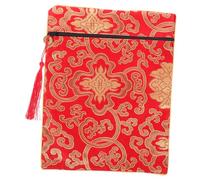 VALICLUD Mochila Biblia Color Iglesia Tela De Libro Bolsas Brocado Sagrada Escritura Cubrir Almacenamiento De Bolso Portada Del Libro De Bordado Envoltura Bolsillo Paño Rojo