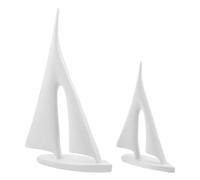 VALICLUD Modelo de Barco Náutico de Resina Blanca 2 Piezas - Escultura Decorativa de Embarcación para Sala Escritorio u Oficina - Adorno Minimalista y Rústico para Decoración Marítima y