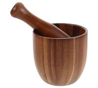 VALICLUD Mortero y Mano de Mortero de Madera de Acacia Molinillo Manual para Ajo y Especias Recipiente Triturador Antiderrame Utensilio de Cocina Multiusos para Preparar Condimentos