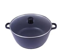 VALICLUD Olla de Aluminio Negra de 22 CM Dos Asas Olla para Sopa y Fideos Instantáneos Resistente y Ligera para Uso Doméstico y Cocina Profesional