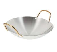 VALICLUD Olla Seca de Acero Inoxidable 24 CM Doble Asa Sartén Wok Antiadherente para Cocina Doméstica Utensilio Resistente para Cocinar en Hogar y Exteriores