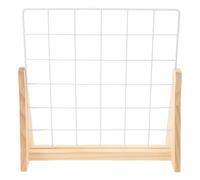 VALICLUD Organizador de Joyas de Madera con Rejilla Metálica Pequeño, Expositor de Fotos y Recuerdos para Hogar y Oficina, Soporte para Collares y Pulseras, Base de Madera Estable, Panel