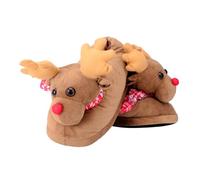 VALICLUD Pantuflas Cálidas de Felpa Diseño de Alce Navideño Talla Única Color Marrón Antideslizantes y Cómodas para Uso en Otoño E Invierno en Casa