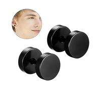 VALICLUD Par Pendientes De Acero Inoxidable Pendientes De Aro De Acero La Perforación Del Oído Aretes Pendientes De 10 Mm Tachuelas Perforantes Black