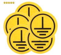 VALICLUD Pegatina de Advertencia de Conexión a Tierra Autoadhesiva Papel Sintético PP Resistente 1 Hoja 5 Etiquetas Mecánicas para Señalización de Seguridad Industrial en Equipos