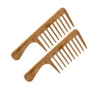 VALICLUD Peine de Bambú de Dientes Anchos 2 Piezas para Hombres y Mujeres Peine Facial Antiestático para Cabello Rizado y para Retro