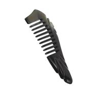 VALICLUD Peine de Cuerno de Buey Natural Negro Peine con Mango Ergonómico para Masaje y Desenredar Cabello Rizado Grueso y Accesorio Portátil para Cuidado del Cabelludo