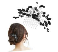 VALICLUD Peine de pelo de cristal negro Decoraciones para el cabello para mujeres peine lateral de novia peines decorativos para el cabello peines laterales para el cabello de la boda Metal