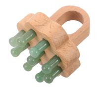 VALICLUD Peine Masajeador de Cuero Cabelludo de Madera Piedra Natural de Jade Verde, Ergonómico y Portátil, Herramienta para Masaje y Desenredar Cabello, Uso en Casa y Viaje