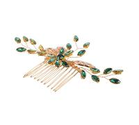 VALICLUD Peine para Pelo de Novia Verde Vintage con Cristales Peine de Aleación con Clip Seguro para Bodas y Damas de Honor Accesorio Tradicional y Moderno para Peinados Nupciales
